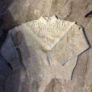 Zara White Lace Yoke Blouse